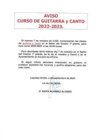 Imagen Curso de guitarra y canto 2022/23