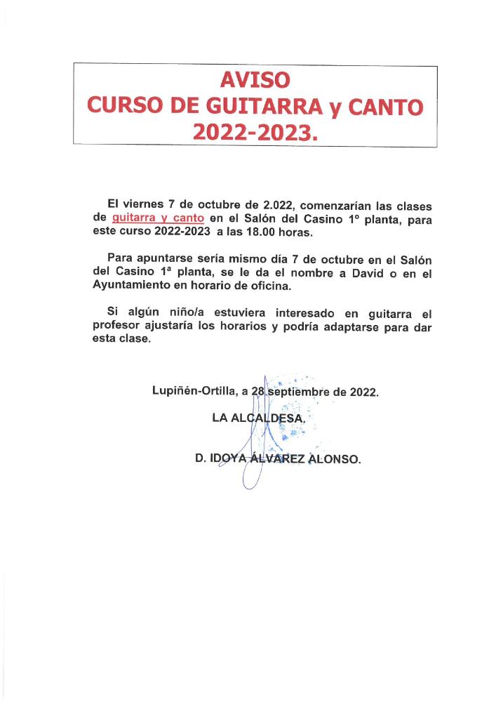 Imagen Curso de guitarra y canto 2022/23