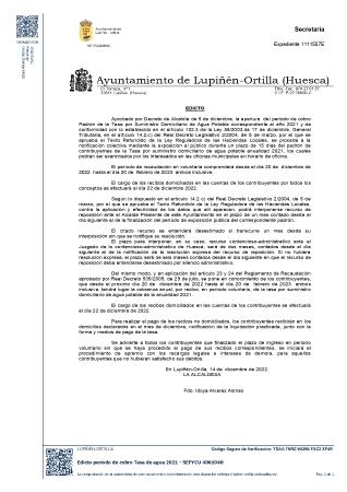 Imagen Tasa por suministro domiciliario de agua potable anualidad 2021