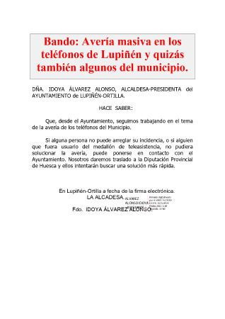 Imagen Avería masiva en los teléfonos de Lupiñén y quizás también algunos del...
