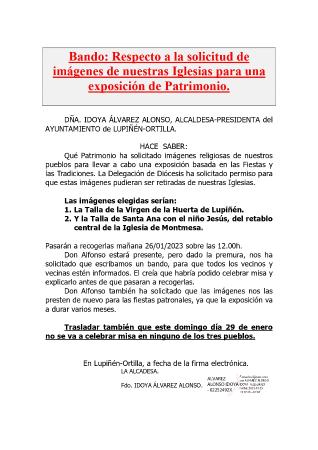 Imagen Bando: Respecto a la solicitud de imágenes de nuestras Iglesias para una...