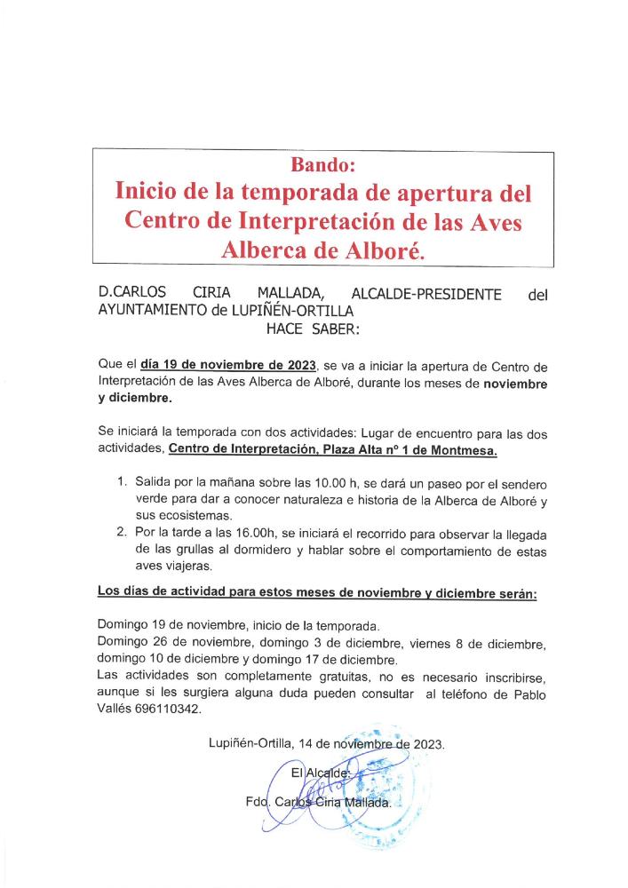 Imagen Inicio de la temporada de apertura del Centro de Interpretación de las Aves Alberca de Alboré