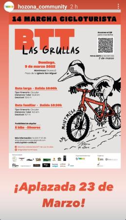 Aviso: Se aplaza la BTT de Montmesa para el domingo 23 de marzo de 2025