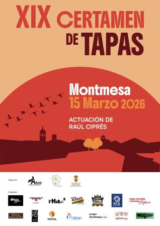 XIX Certamen de Tapas 2026 en Montmesa el domingo 15 de marzo 2026