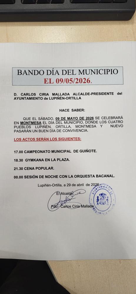 Imagen FIESTAS DE SAN GREGORIO Y DÍA DEL MUNICIPIO EN MONTMESA EL 9 DE MAYO DEL 2026.