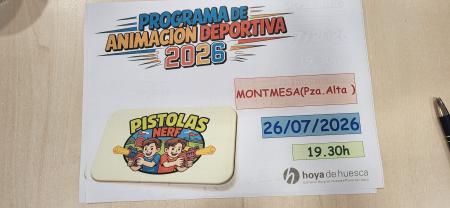 Programa de animación deportiva: Pistolas Nerff. Montmesa el 26/07/2026...